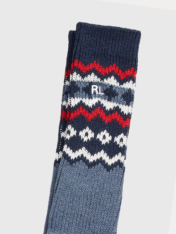 Contrast-motif socks - 1