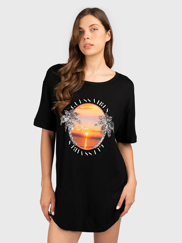 T-shirt dress in black - 1