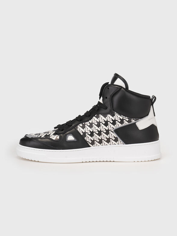 Logo-motif leather sneakers - 3