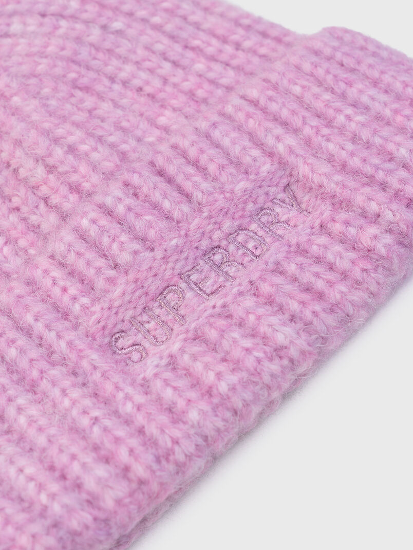 Knitted wool blend beanie with logo - 3