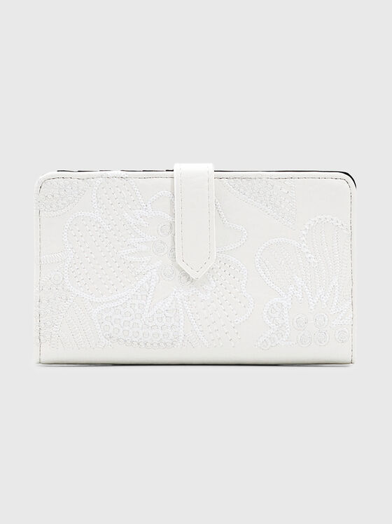 Λευκό πορτοφόλι με φλοράλ κέντημα - 1