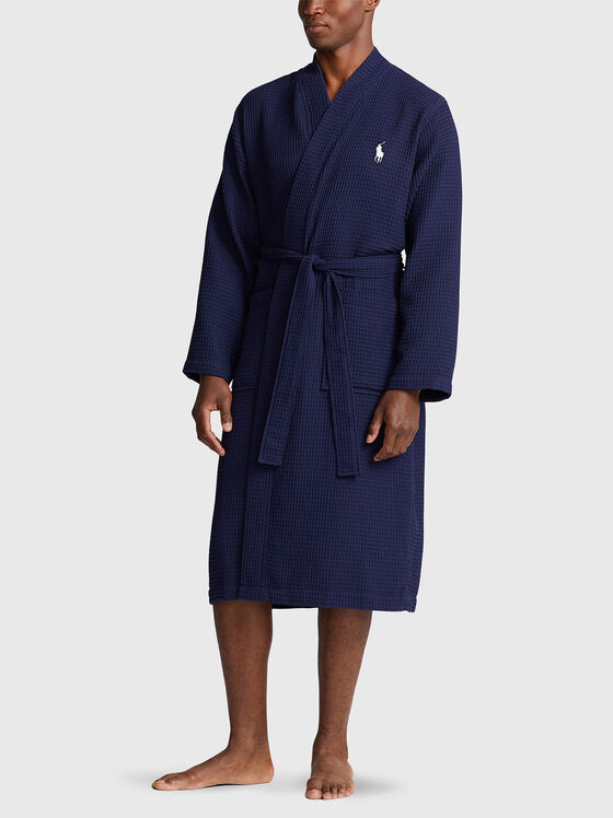 Blue dressing gown with logo embroidery - 1