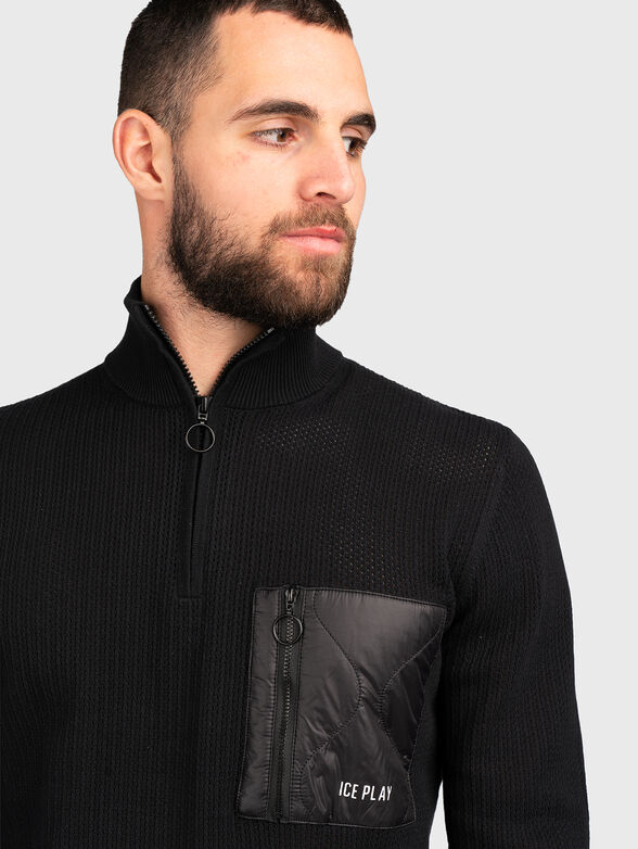 Zip-up sweater in black - 4