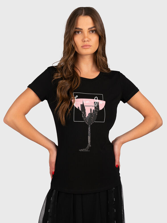 T-shirt with contrasting print  - 1