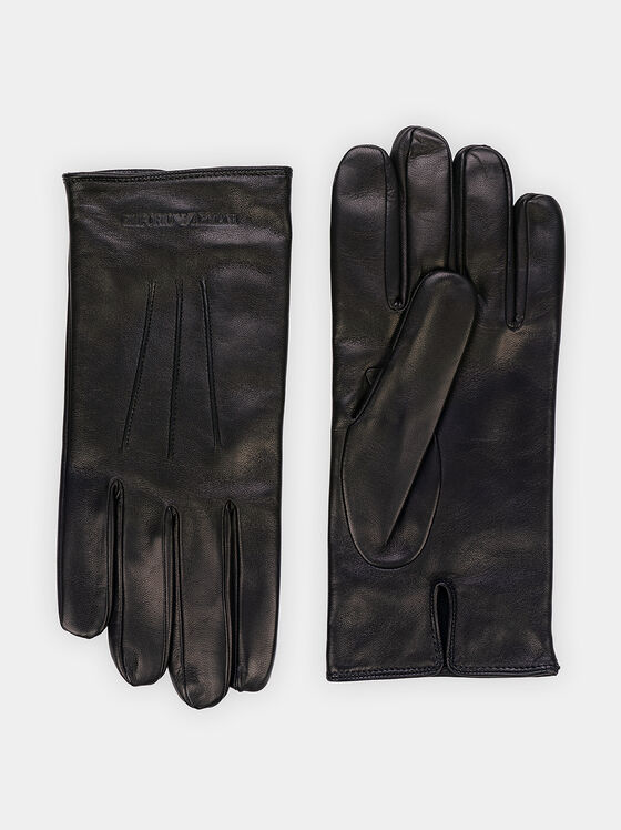 Black leather gloves - 1