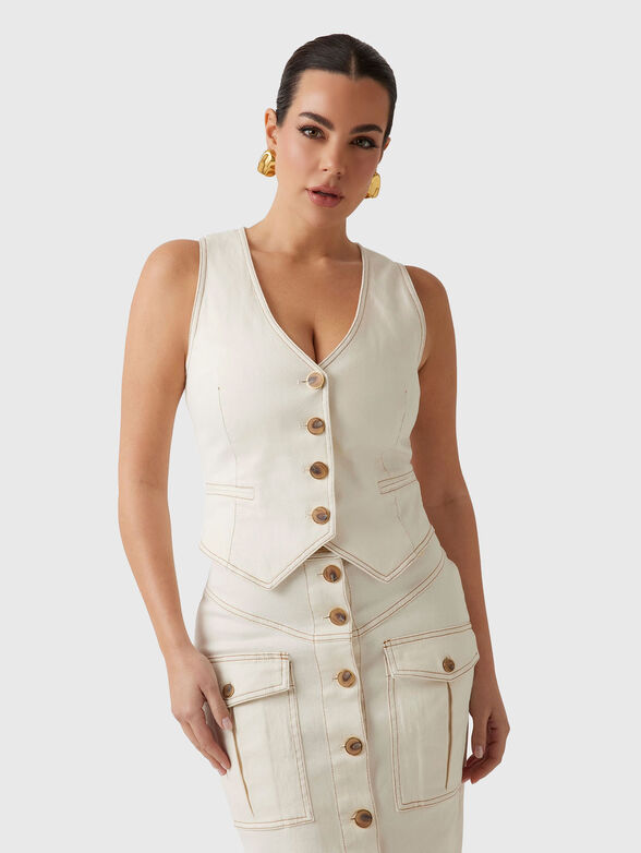 NAOMI denim vest with accent stitching - 0