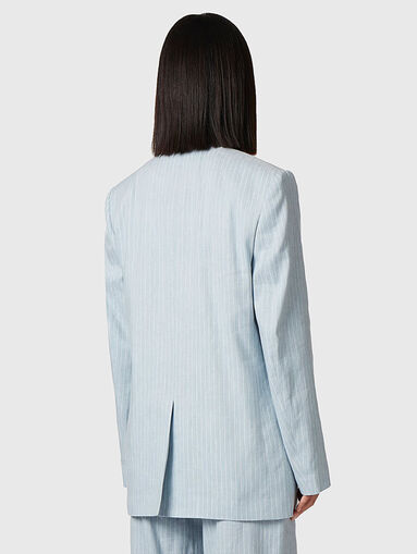 Double-breasted striped linen and cotton jacket - 2