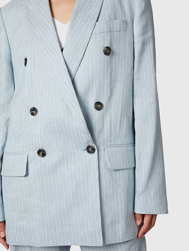 Double-breasted striped linen and cotton jacket - 3