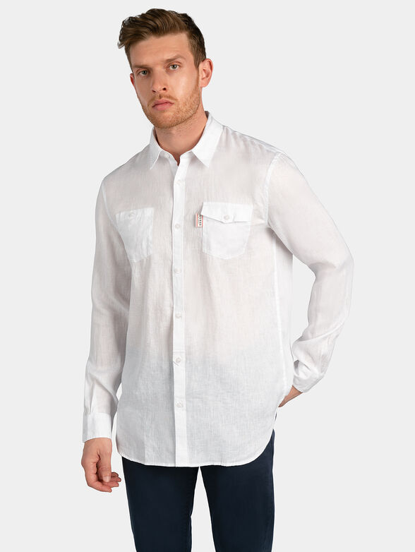 COLLINS Linen shirt i blue color - 1
