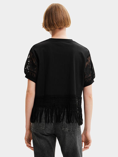 FLECA black T-shirt with accent embroidery - 3