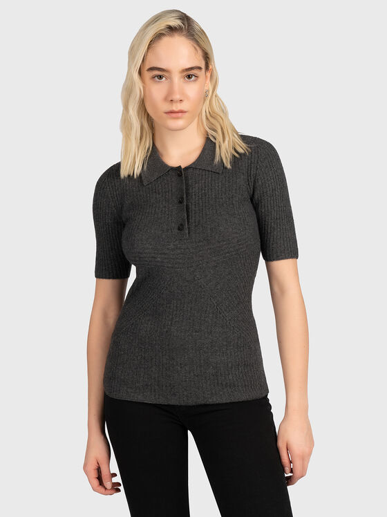 Polo-shirt with collar and buttons - 1