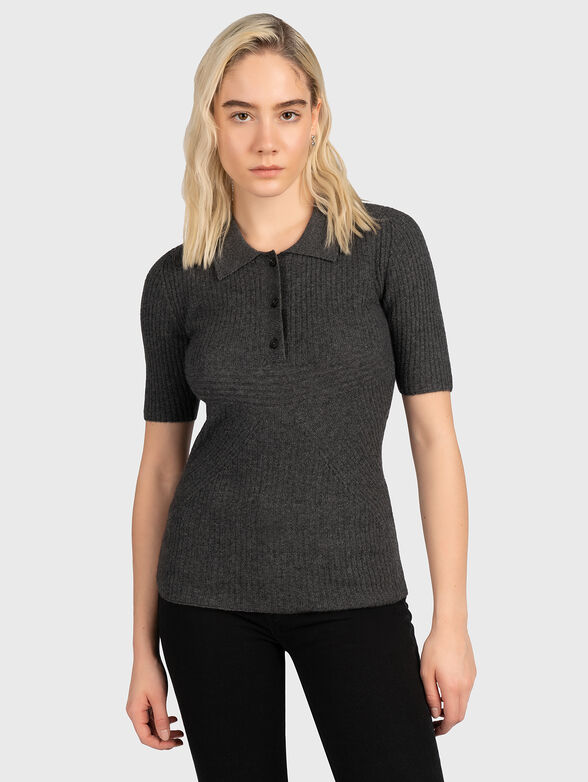 Polo-shirt with collar and buttons - 1