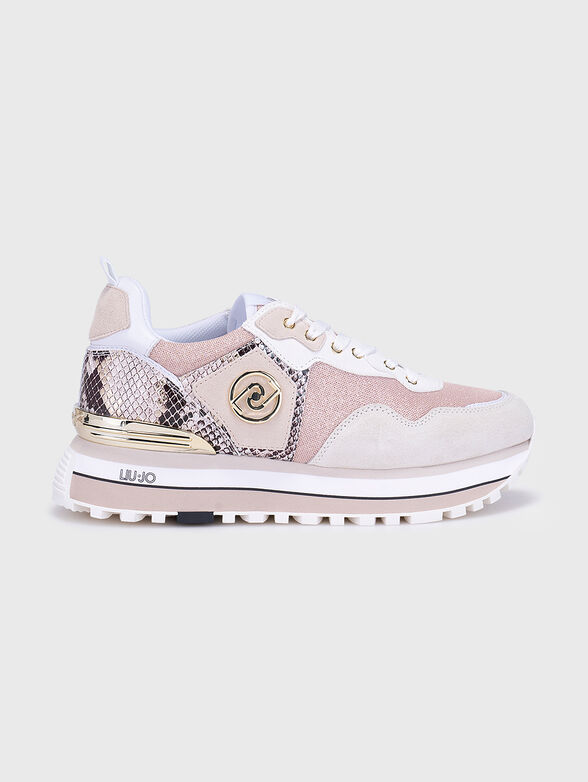 Pink sports shoes with glittering accents - 1