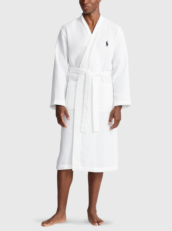 White bathrobe with logo embroidery - 1