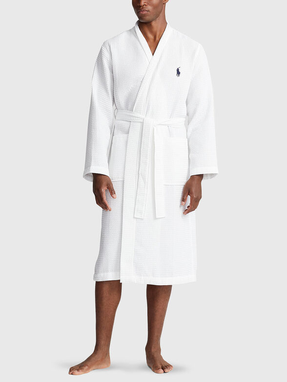 White bathrobe with logo embroidery - 1