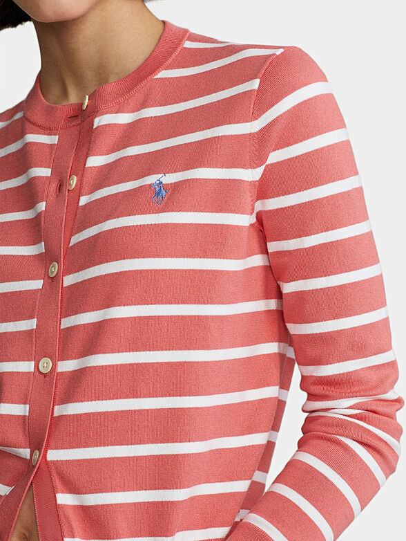 Striped cardigan with logo embroidery - 4