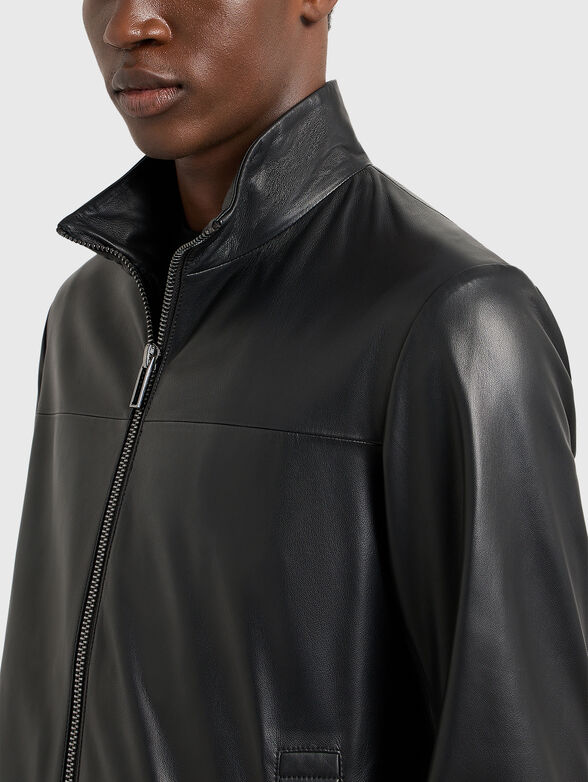 Black leather jacket with zip - 4