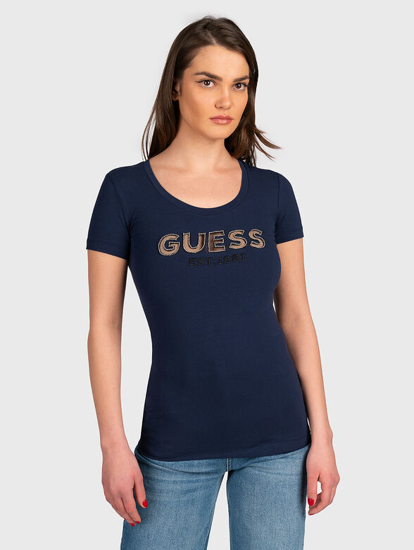 Black T-shirt with shiny logo accent - 1
