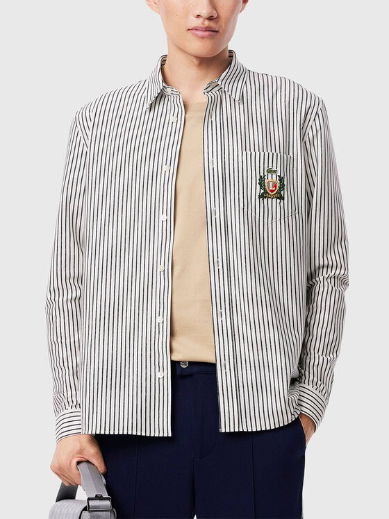 Long sleeved cotton shirt with logo embroidery - 1