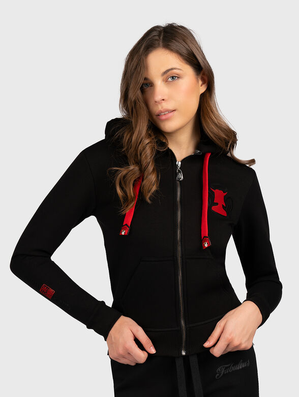 Black sweatshirt with contrast print  - 0