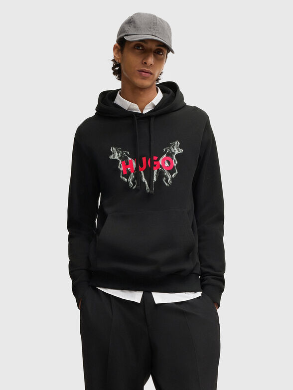 Sweatshirt with hood and print - 0