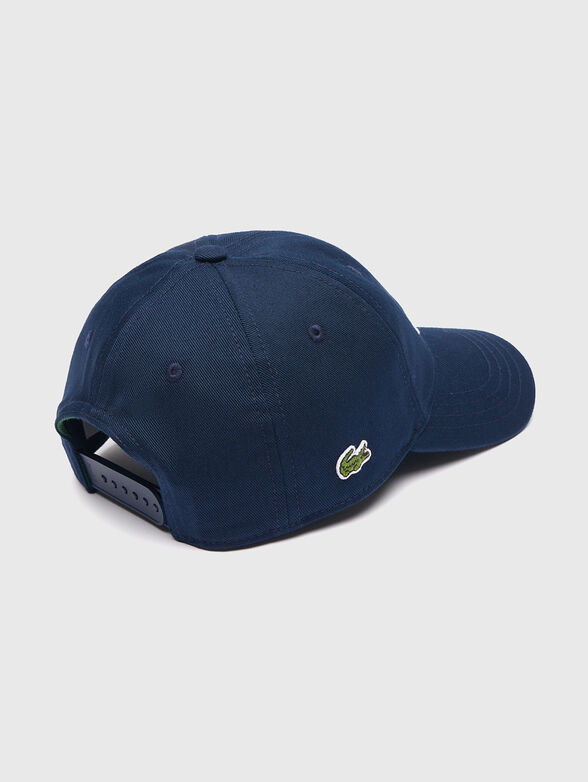 Dark blue hat with contrast embroidery - 1