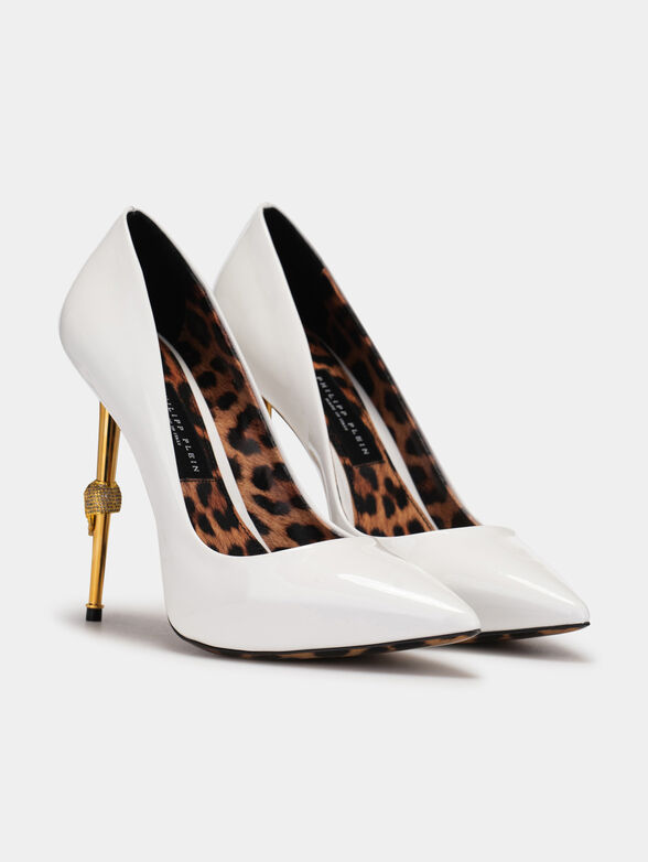 Beige high-heeled shoes with logo accent - 2