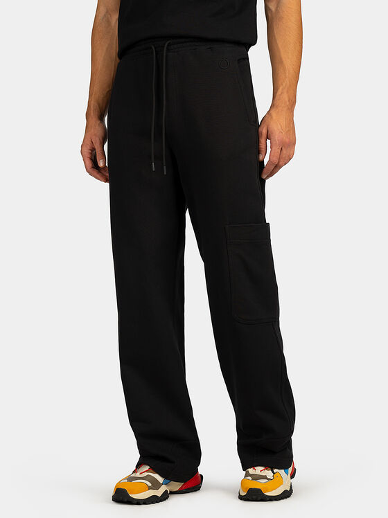 Cotton sports trousers with logo detail - 1