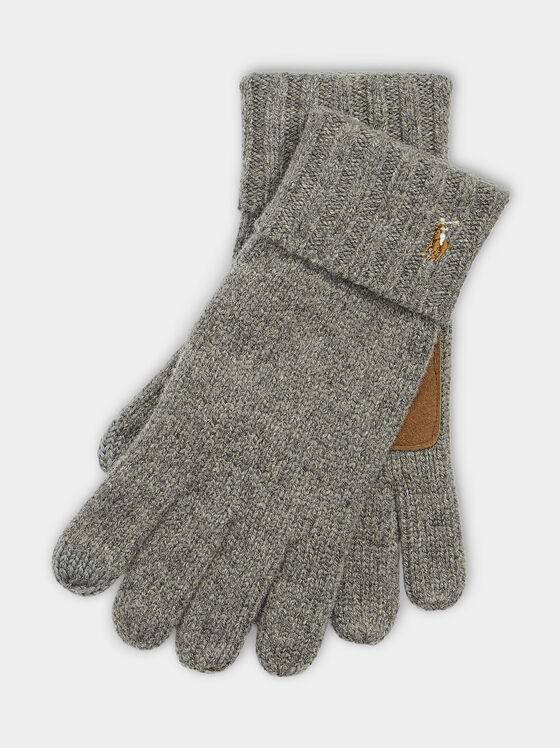Grey gloves with leather details - 1