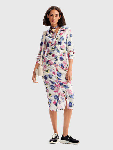 Slim dress with multicolour print - 5