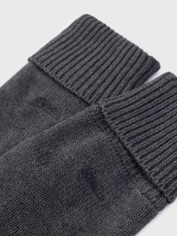 Knitted black gloves with logo embroidery - 2
