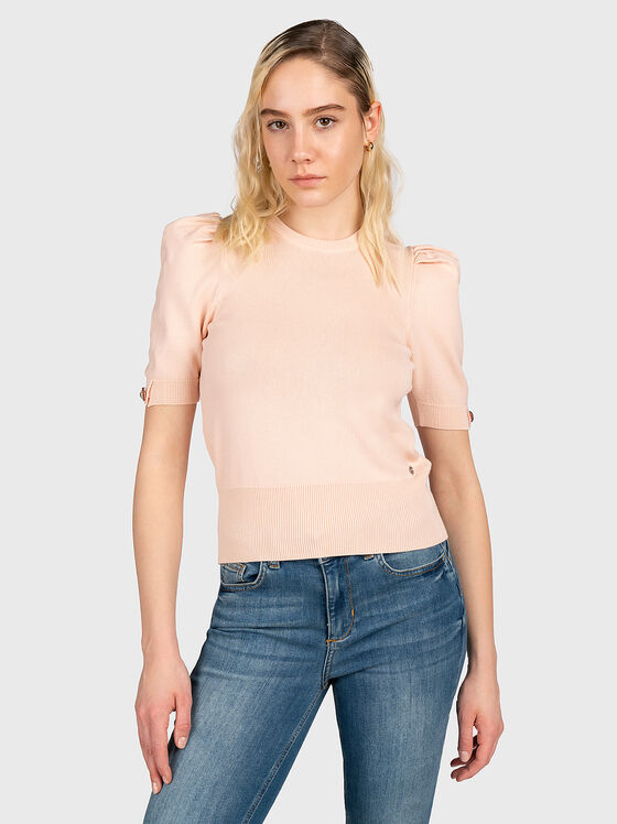 Ροζ  πουλόβερ EMMA με φουσκωτά μανίκια - 1