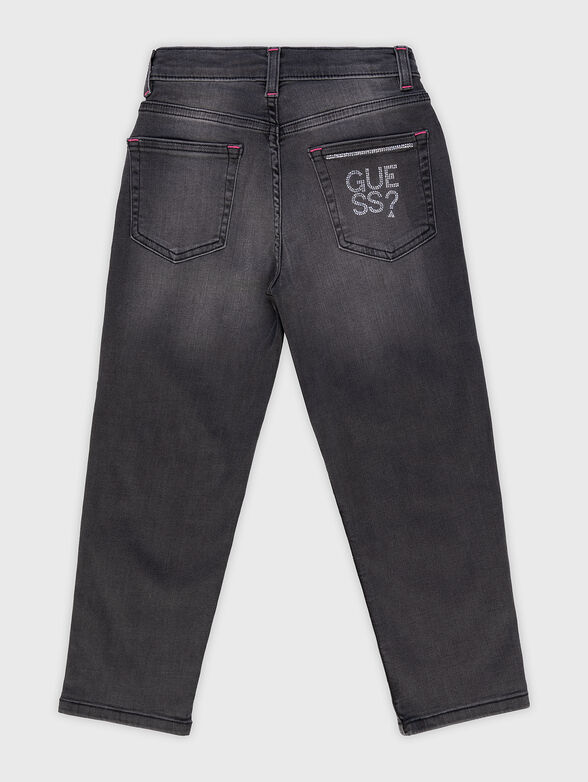 Black straight jeans with rhinestones - 2