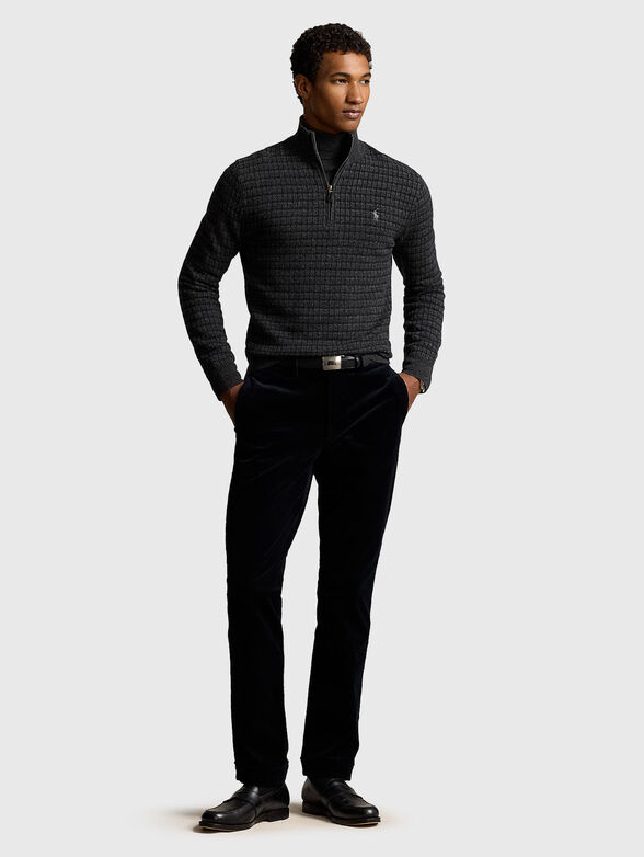 Gray woolen polo neck sweater - 1