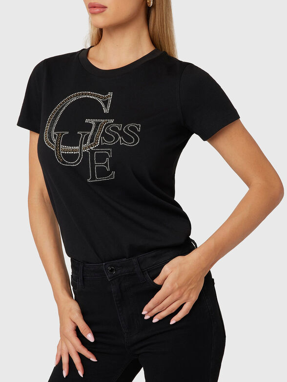 Black T-shirt with rhinestones  - 4