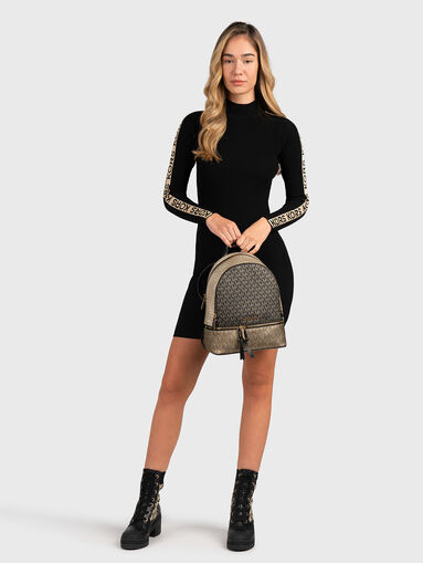 Knitted black dress with long sleeves and logo straps - 5