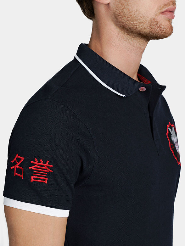 Cotton polo-shirt with contrasting embroideries - 3