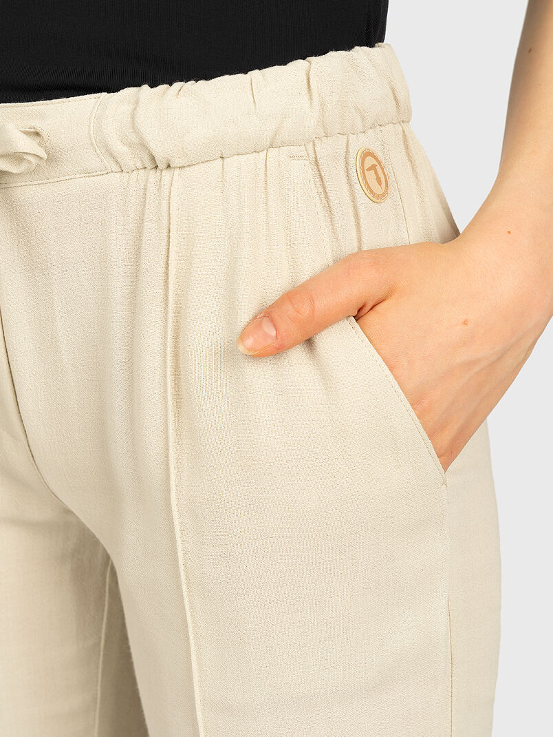 Cropped viscose trousers with drawstring - 3