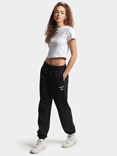Cotton sports pants with logo details - 5