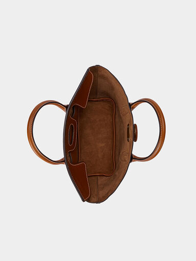 Brown satchel bag with logo motif - 4