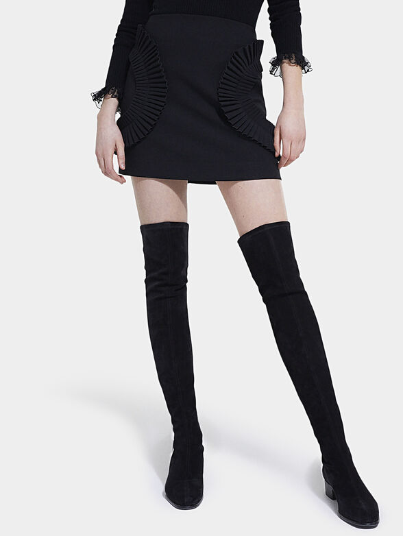 Black skirt with accent ruffles - 1