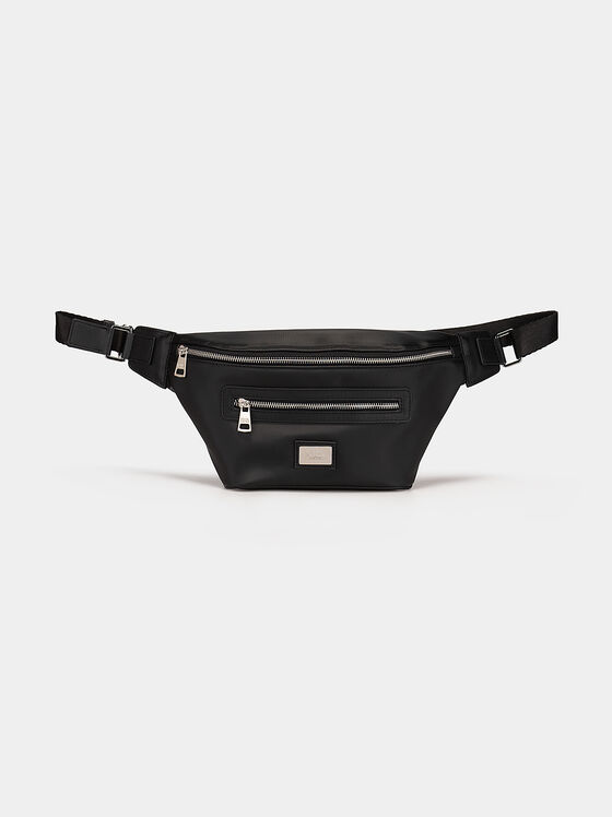 Black waist bag with metal logo detail - 1
