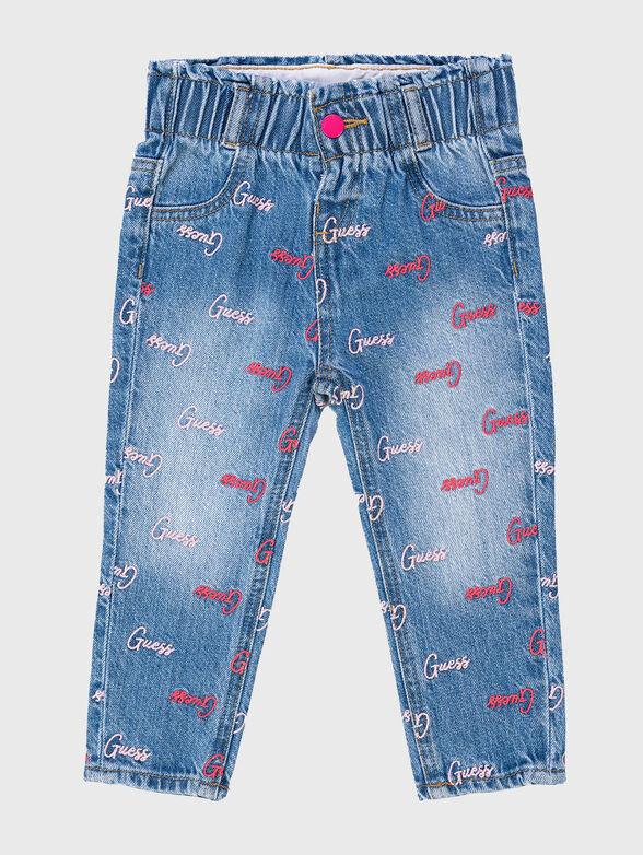 Jeans with contrast logo embroidery - 1