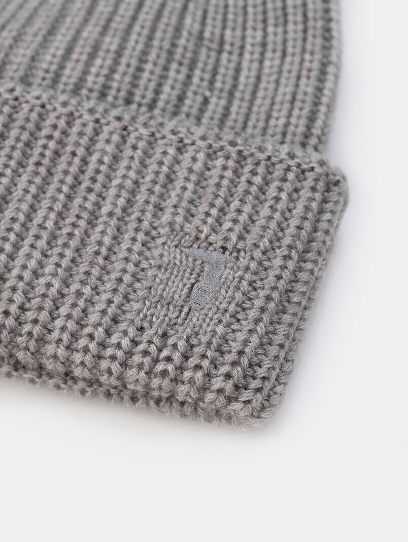 Knitted hat with wool blend and logo - 3