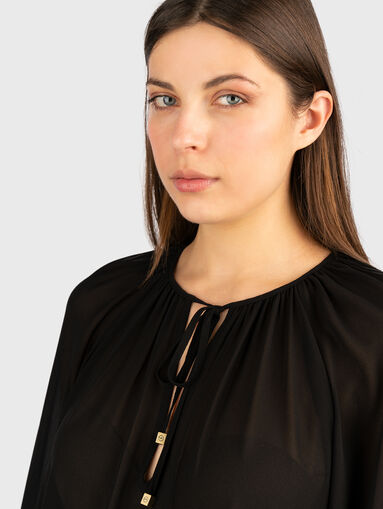Long sleeve blouse with sheer effect - 3
