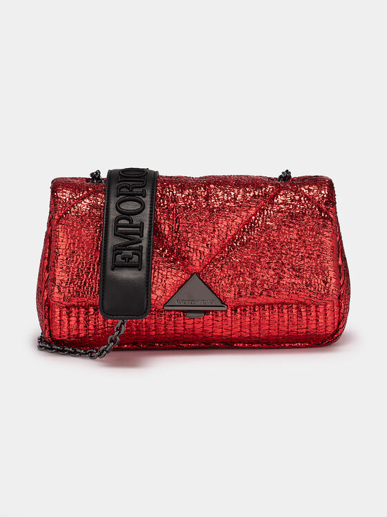 Red crossbody bag with glamorous effect - 1