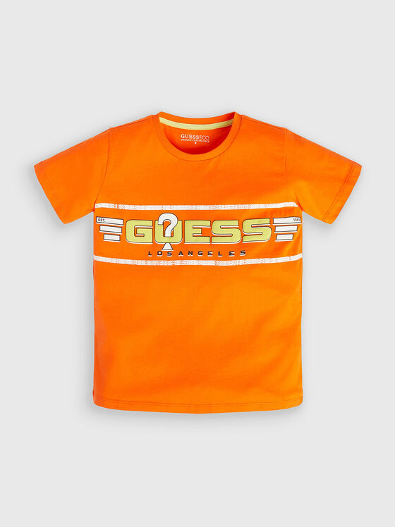 Πορτοκαλί βαμβακερό μπλουζάκι με λογότυπο - 1