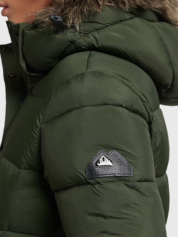 Green jacket with faux fur element - 4