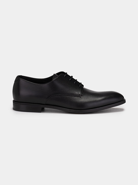 Derby leather shoes in black - 1