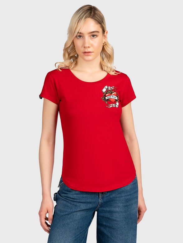 TSL060 red T-shirt with print on the back - 1